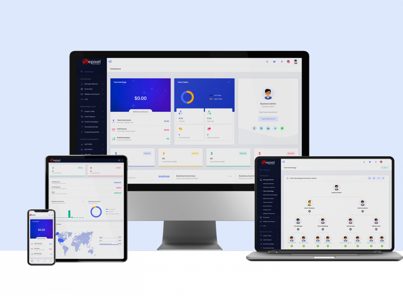 Epixel MLM Software - Back-office Administration